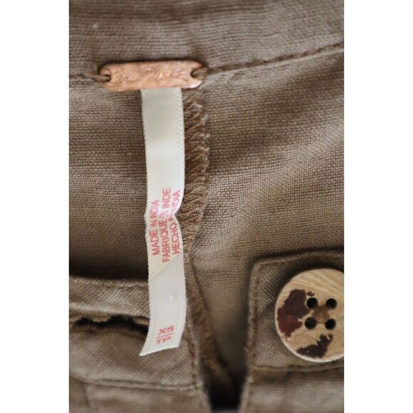 Free People OB1910445 Women's Sz XS Brown Leyla L/S Linen Blend Romper - Picture 4 of 11